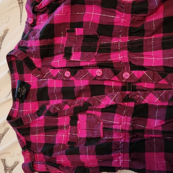 Faded Glory Checked top Black and dark pink - Picture 3 of 4